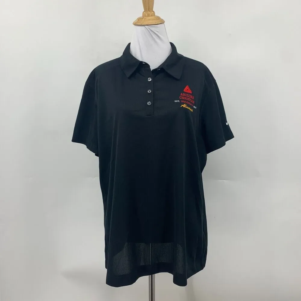 Nike Arizona Christian University Polo Shirt Womens XXL Black Performance Golf
